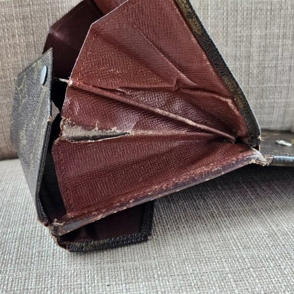 Vintage Louis Vuitton Card Holder Bifold Wallet Purse Made France Damaged AS IS - Picture 5 of 14